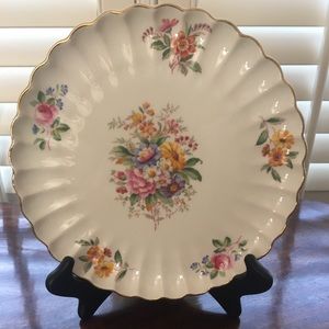 Coalport 9” scalloped and fluted round plate,Fragrance, floral with gold accents
